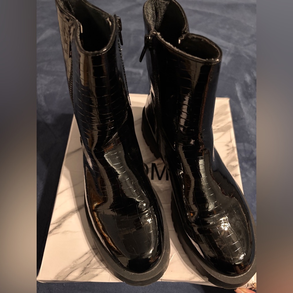 SOLD -  Black Patent Leather Boots